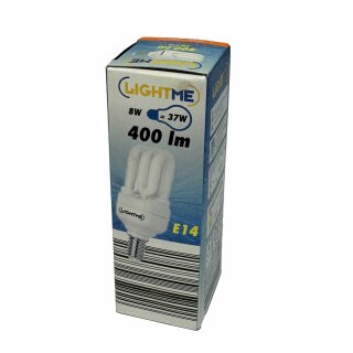 LightMe Energiesparlampe Röhre 8W = 37W E14 400lm warmweiß 2700K