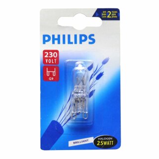 Philips Hochvolt Halogen Stiftsockellampe 25W G9 290lm 230V Klar warmweiß dimmbar