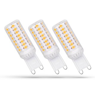 3 x Spectrum LED Leuchtmittel Stiftsockellampe 4W G9 klar 460lm Tageslicht 6000K kaltweiß 270° DIMMBAR