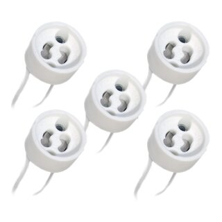 5 x GU10 Fassung Keramik Lampenfassung LED Halogen mit Kabel