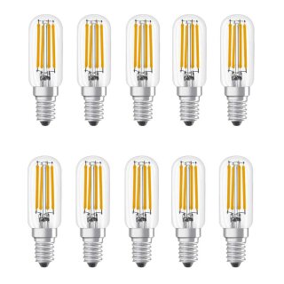 10 x Osram LED Filament Leuchtmittel T26 Röhre 6,5W = 55W E14 klar 730lm warmweiß 2700K