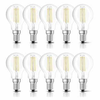 10 x Bellalux LED Filament Leuchtmittel Tropfen 4W = 40W E14 klar 470lm FS 827 warmweiß 2700K