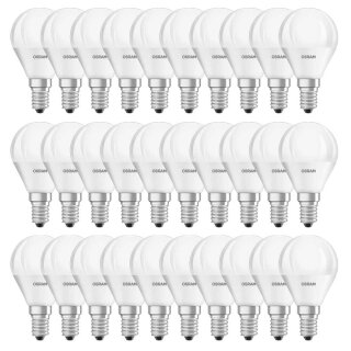 30 x Osram LED Leuchtmittel P45 Tropfen 5,5W = 40W E14 matt 470lm 827 Warmweiß 2700K