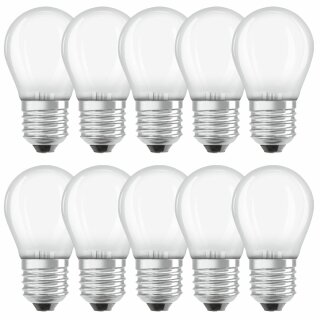 10 x Osram LED Filament Leuchtmittel Tropfen 4,5W = 40W E27 matt 470lm Tageslicht 6500K kaltweiß