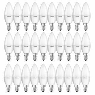 30 x Osram LED Leuchtmittel Kerzen 5,5W = 40W E14 matt 470lm 840 Neutralweiß 4000K