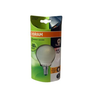 Osram Energiesparlampe Mini Globe 7W = 40W E14 matt 360lm extra warmweiß 2500K