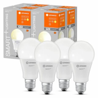 4 x Ledvance LED Smart+ Birne A60 9,5W = 75W E27 matt 1055lm warmweiß 2700K dimmbar App Google Alexa WiFi