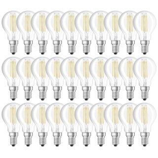 30 x Osram LED Filament Leuchtmittel Tropfen 4W = 40W E14 klar 470lm neutralweiß 4000K
