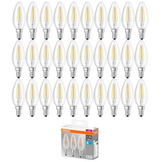 30 x Osram LED Filament Leuchtmittel Kerzen 4W = 40W E14 klar 840 neutralweiß 4000K