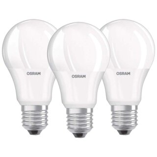 3 x Osram LED Leuchtmittel A60 Birnen 10W = 75W E27 matt 1055lm warmweiß 2700K 200°