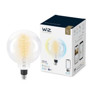WiZ Smart LED Filament G200 Globe 6,5W = 40W E27 klar 470lm CCT 2700K-6500K dimmbar App Google Alexa WiFi