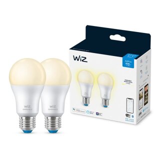 2 x WiZ Smart LED A60 Birnen 8W = 60W E27 matt 806lm warmweiß 2700K dimmbar App Google Alexa WiFi