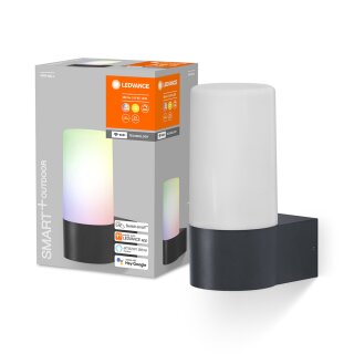 Ledvance LED Smart+ Außenwandleuchte Pipe Dunkelgrau IP44 10W 380lm RGBW 3000K Dimmbar App Google Alexa WiFi