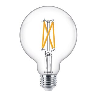 Philips LED Filament Leuchtmittel G95 Globe 7W = 40W E27 klar 806lm WarmGlow 2200K-2700K DIMMBAR