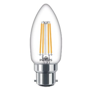 Philips LED Filament Leuchtmittel Kerze 4,3W = 40W B22d klar 470lm warmweiß 2700K