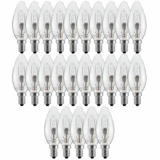 25 x Spectrum Halogen Leuchtmittel Kerzen 28W fast 40W E14 klar warmweiß 2700K dimmbar 2000h