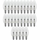 25 x Spectrum Halogen Leuchtmittel Kerzen 28W fast 40W E14 klar warmweiß 2700K dimmbar 2000h