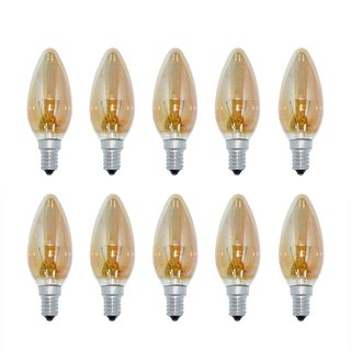 10 x Sylvania Kerze 40W E14 Gold gelüstert Decor Glühbirne Glühlampe Kerzen