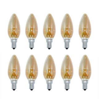 10 x Sylvania Kerze 40W E14 Gold gelüstert Decor...