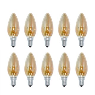 10 x Sylvania Kerze 40W E14 Gold gelüstert Decor Glühbirne Glühlampe Kerzen