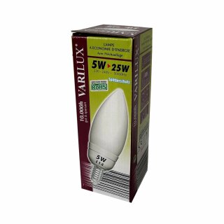 Varilux Energiesparlampe ESL Kerze 5W = 25W E14 matt 200lm warmweiß 2700K