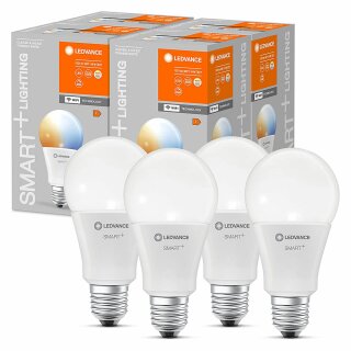 4 x Ledvance LED Smart+ Leuchtmittel Birne A75 14W = 100W E27 matt 1521lm Tunable White 2700K-6500K Dimmbar App Google Alexa WiFi