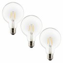 3 x Müller-Licht LED Filament Leuchtmittel Retro Globe G95 7W = 60W E27 klar 806lm Ra>90 warmweiß 2700K