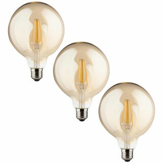 3 x Müller-Licht LED Filament Leuchtmittel Retro Globe G125 4,5W = 32W E27 Gold 350lm extra warmweiß 2000K