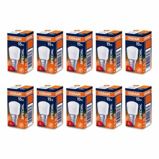10 x Osram Glühbirne Röhre Special 15W E14 matt T26 Kühlschrank Nähmaschine