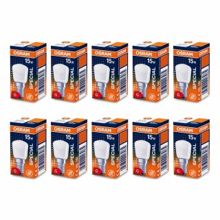 10 x Osram Glühbirne Röhre Special 15W E14 matt T26 Kühlschrank Nähmaschine