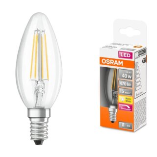 Osram LED Filament Leuchtmittel Kerze 5W = 40W E14 klar 470lm warmweiß 2700K DIMMBAR