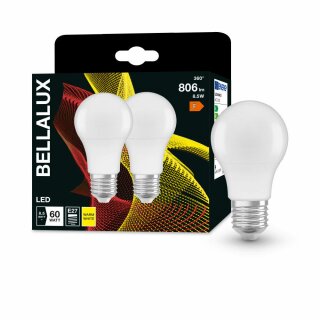 2 x Bellalux LED Leuchtmittel Classic A60 Birnenform 8,5W = 60W E27 matt 806lm warmweiß 2700K