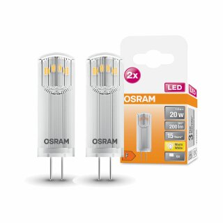 2 x Osram LED Leuchtmittel Stiftsockellampe 1,8W = 20W G4 12V 200lm warmweiß 2700K 300°