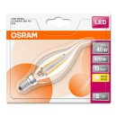 Osram LED Filament Retrofit Windstoß Kerze 4W = 40W E14 klar Classic BA 40 FS warmweiß 2700K