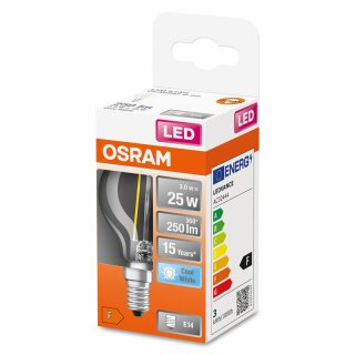 Osram LED Filament Leuchtmittel Tropfen 2,5W = 25W E14 klar 250lm FS 840 Neutralweiß 4000K