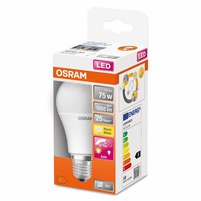 Osram LED Motion Sensor Classic A75 Birnenform 11 5W 75W E27 matt 1