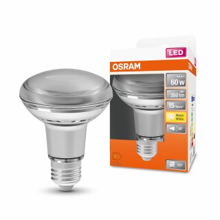 Osram LED Leuchtmittel Glas Reflektor R80 4,3W = 60W E27 matt 345lm FS warmweiß 2700K 36°