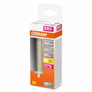 Osram LED Leuchtmittel 118mm Stab 17,5W = 150W R7s klar 2452lm FS warmweiß 2700K 360° DIMMBAR