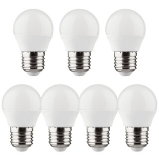 7 x Müller-Licht LED Leuchtmittel Tropfen 5,5W = 40W E27 matt 470lm Kugel warmweiß 2700K 200°