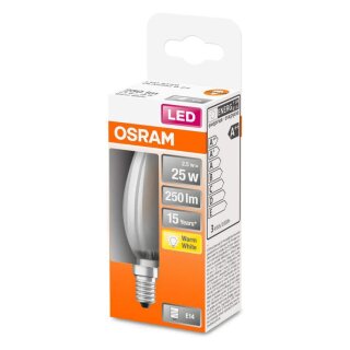 Osram LED Filament Kerze 2,5W = 25W E14 Matt 250lm FS warmweiß 2700K