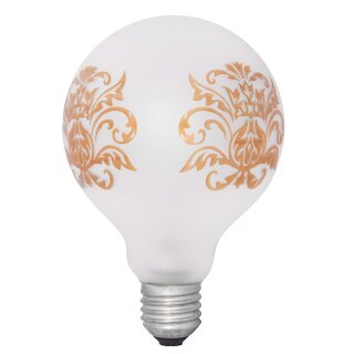LAES Globe Glühbirne Acor 40W E27 Satiniert floral verziert 95mm Globelampe warmweiß dimmbar