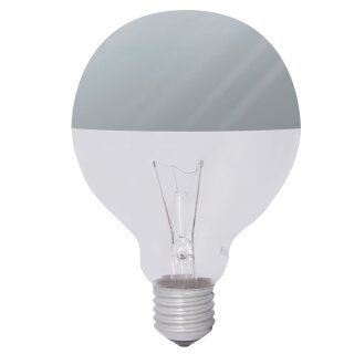 LAES Globe Glühbirne Cupula 40W E27 Kopfspiegel silber 95mm Globelampe warmweiß dimmbar