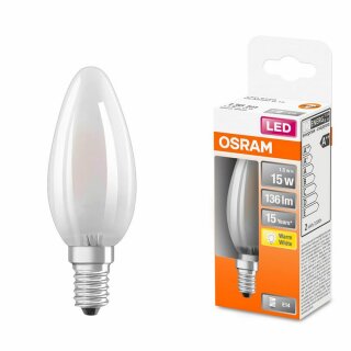 Osram LED Filament Leuchtmittel RetroFit Classic Kerze 1,5W = 15W E14 matt 136lm warmweiß 2700K