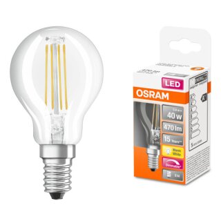 Osram LED Filament Tropfen 5W = 40W E14 klar 470lm FS warmweiß 2700K DIMMBAR