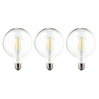 3 x Müller-Licht LED Filament Leuchtmittel G125 Retro Globe 7W = 60W E27 klar 806lm warmweiß 2700K Ra>90