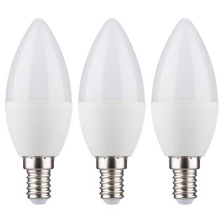 3 x Müller-Licht LED Leuchtmittel Kerzen 4,9W = 40W E14 matt 470lm warmweiß 2700K 180°