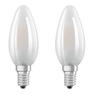 2 x Osram LED Filament Retrofit Leuchtmittel Kerzen 2,5W = 25W E14 Matt 250lm FS warmweiß 2700K