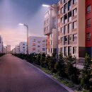 Spectrum LED Industrieleuchte Straßenleuchte Streetos 2 Grau IP65 100W 14000lm Neutralweiß 4000K 145°/75° + Sensor