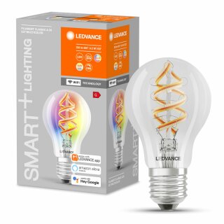 Ledvance LED Smart+ Spiral Filament Birne A60 4,5W = 30W E27 klar 300lm RGB 2700K dimmbar App Alexa Google WiFi