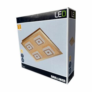 Briloner LED Deckenleuchte Gold eckig 28x28cm 4 x 5W 1600lm warmweiß 3000K